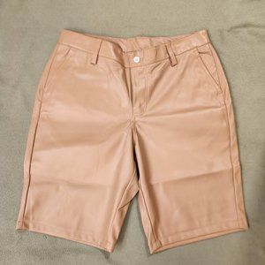 LXE Khaki Faux Leather Shorts